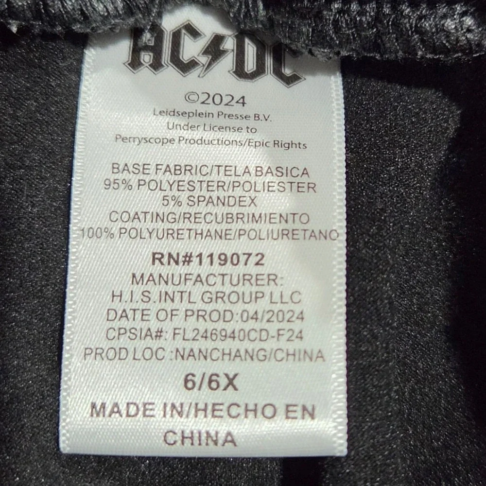 AC/DC Girls Black Faux Leather Pleated Skirt Elastic Waist 6/6X Rocker Style